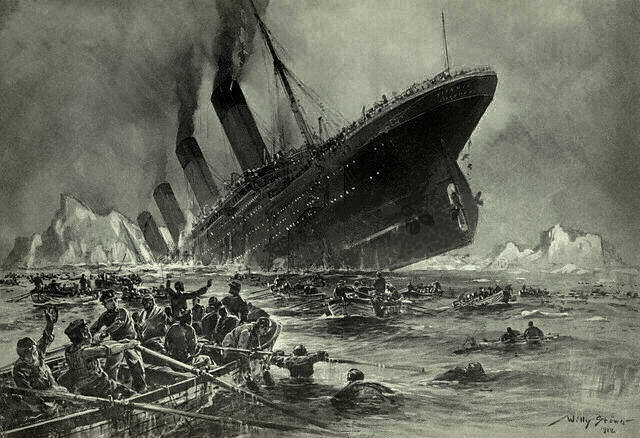 "Sinking of the Titanic" (Illustration by Willy Stöwer for the magazine "Die Gartenlaube")