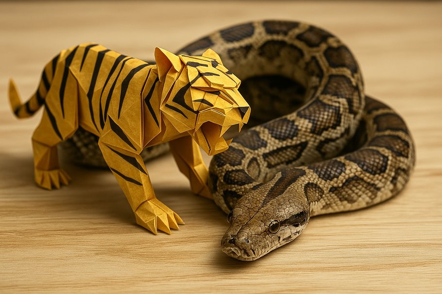 Papiertiger wird zur Würgeschlange